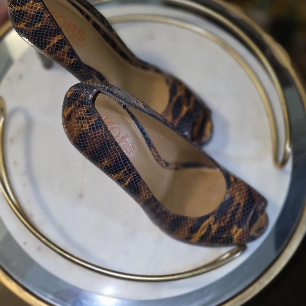 Michael Kors Black and Brown Patterned Heels